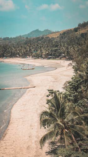 Majestic aerial view of Jawili beach shoreline