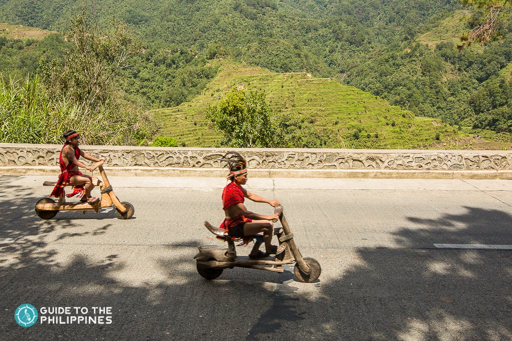 Imbayah Festival wooden scooters in Banaue