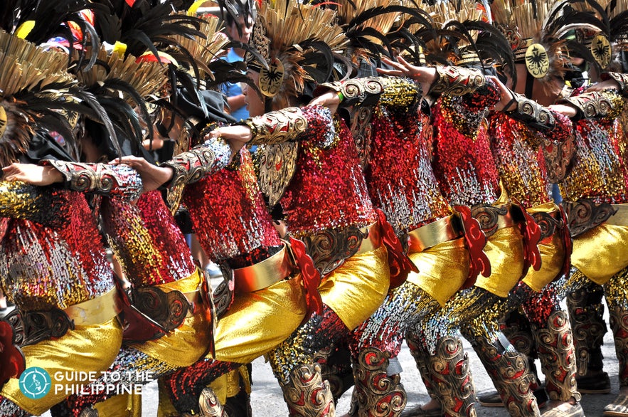 Street performers dancing at Sinulog Festival Street performers dancing at Sinulog Festival