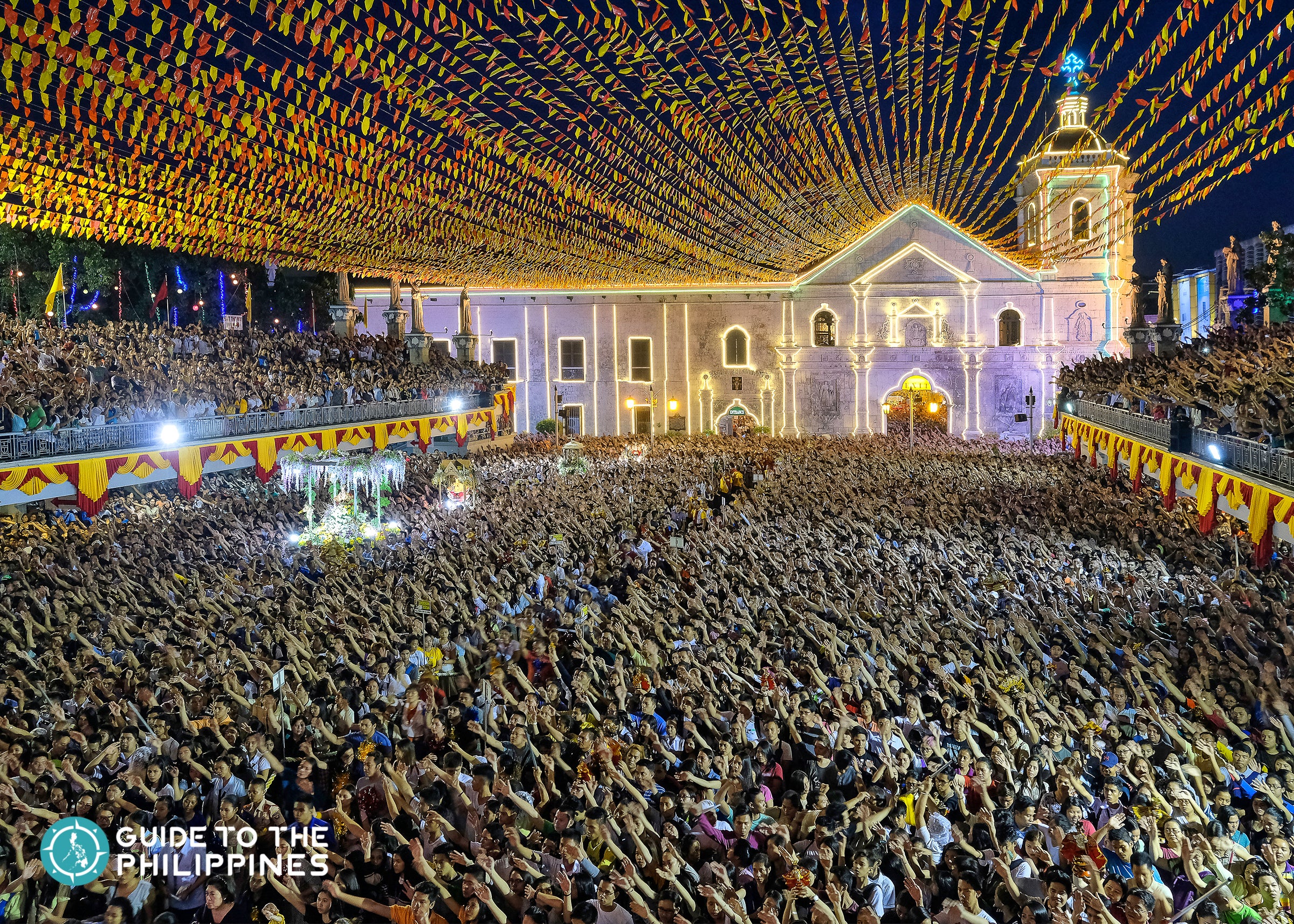 Devotees at the solemn procession during Sinulog Festival in Cebu, Philippines