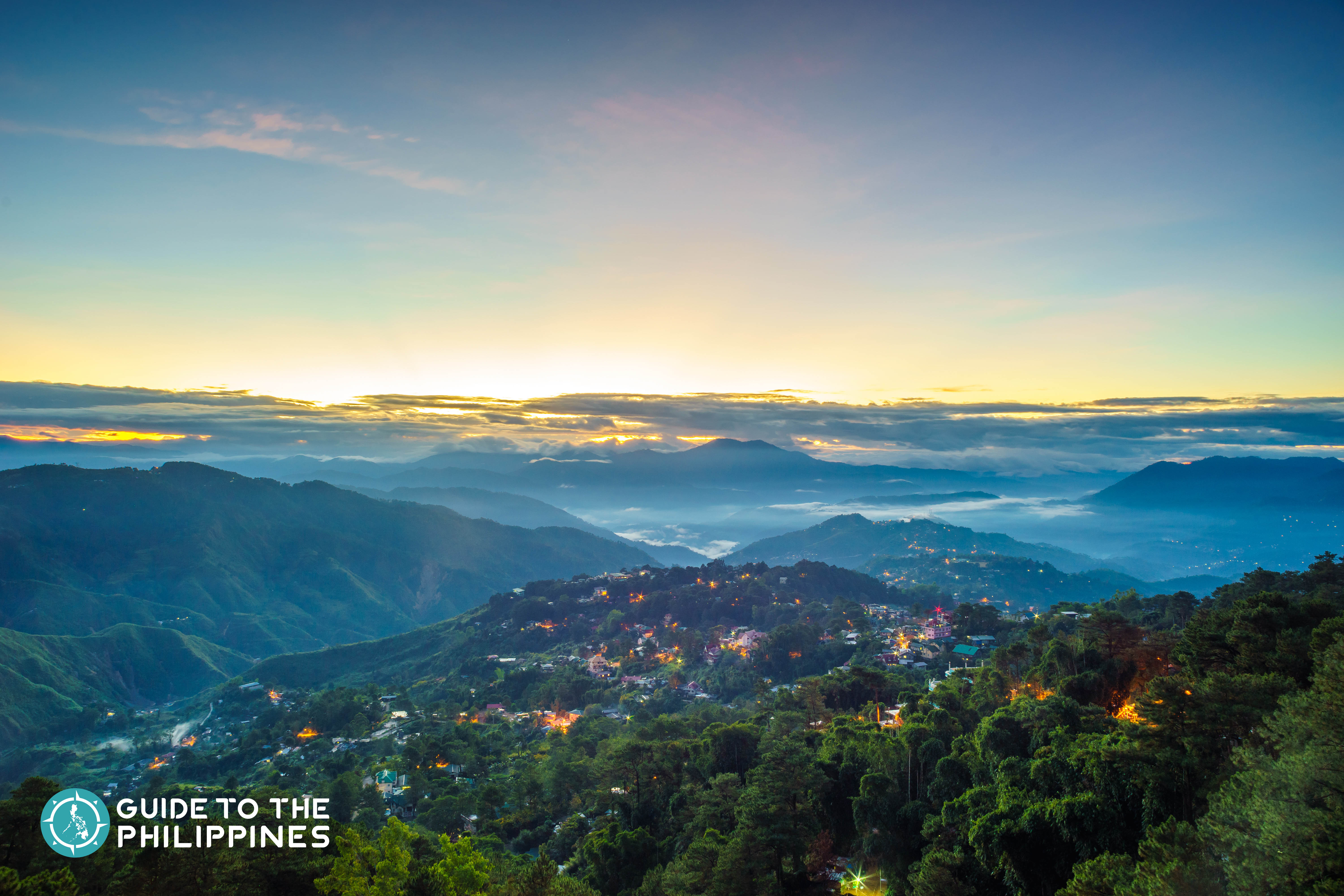 Cordillera mountain view from the Mines View Park at night