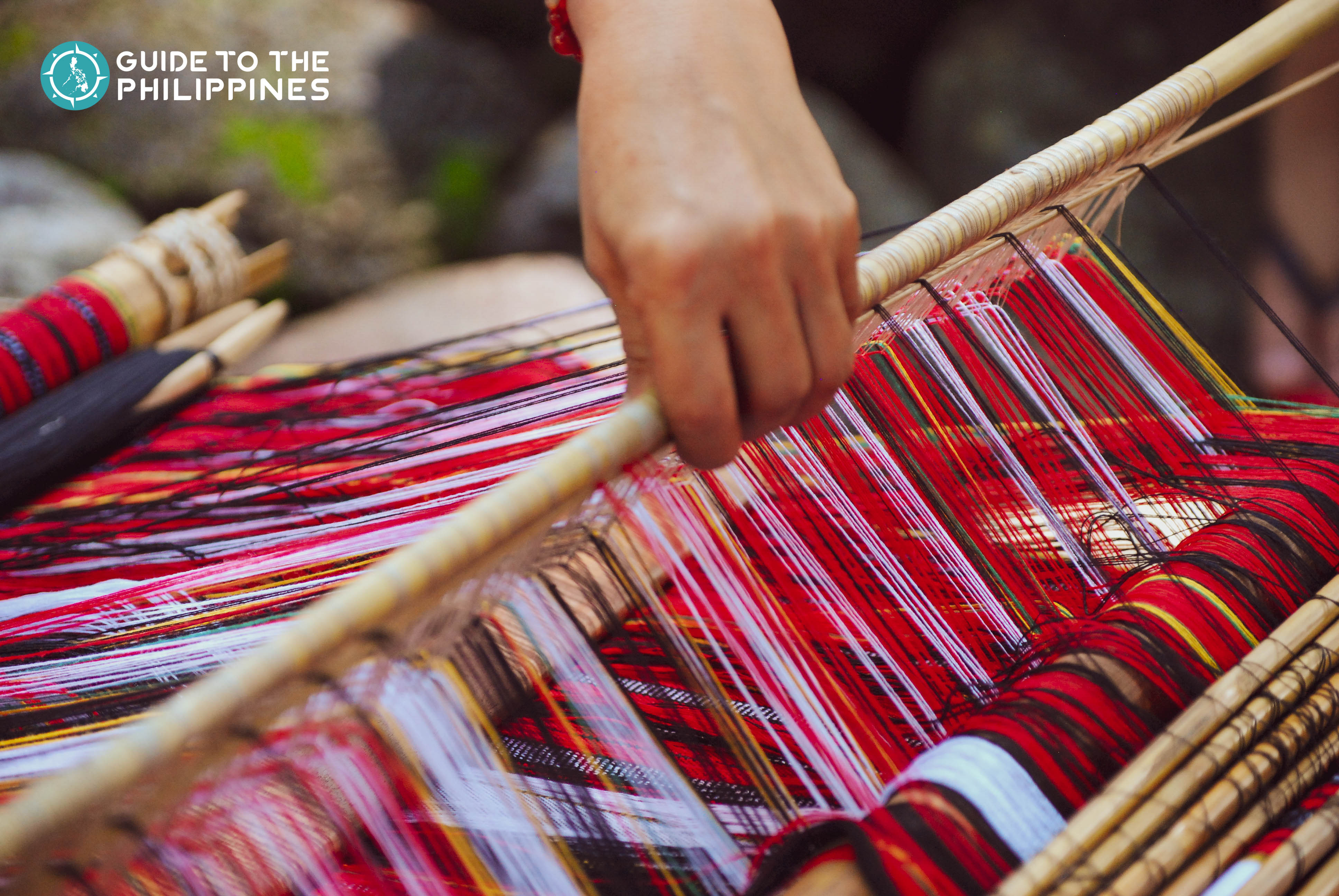 hand-woven cloth in easter weaving room
