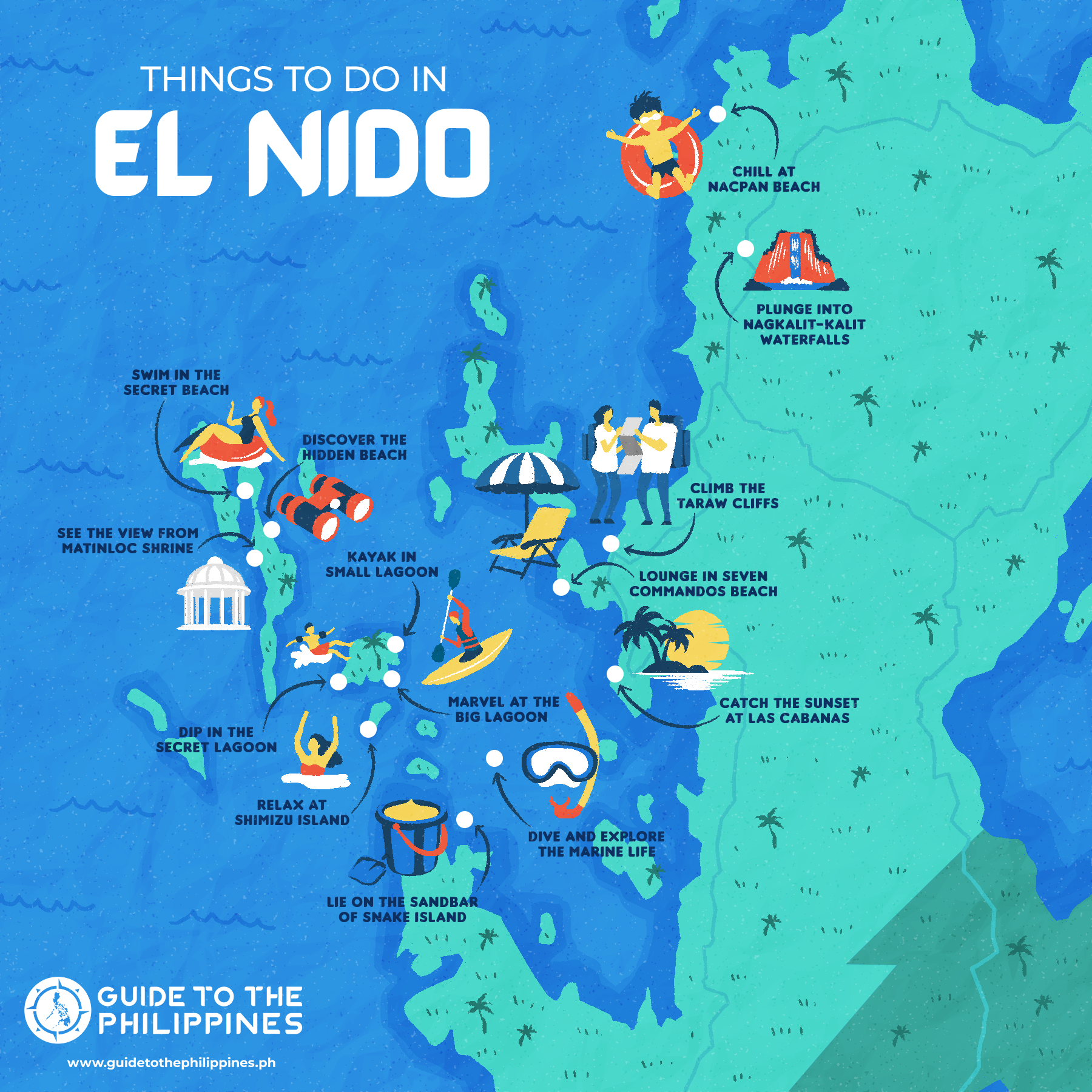 Things to do in El Nido, Palawan map