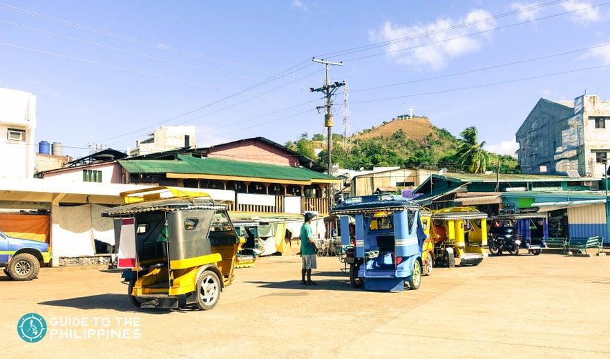 Tricycles are the primary mode of transportation in downtown Coron Tricycles are the primary mode of transportation in downtown Coron