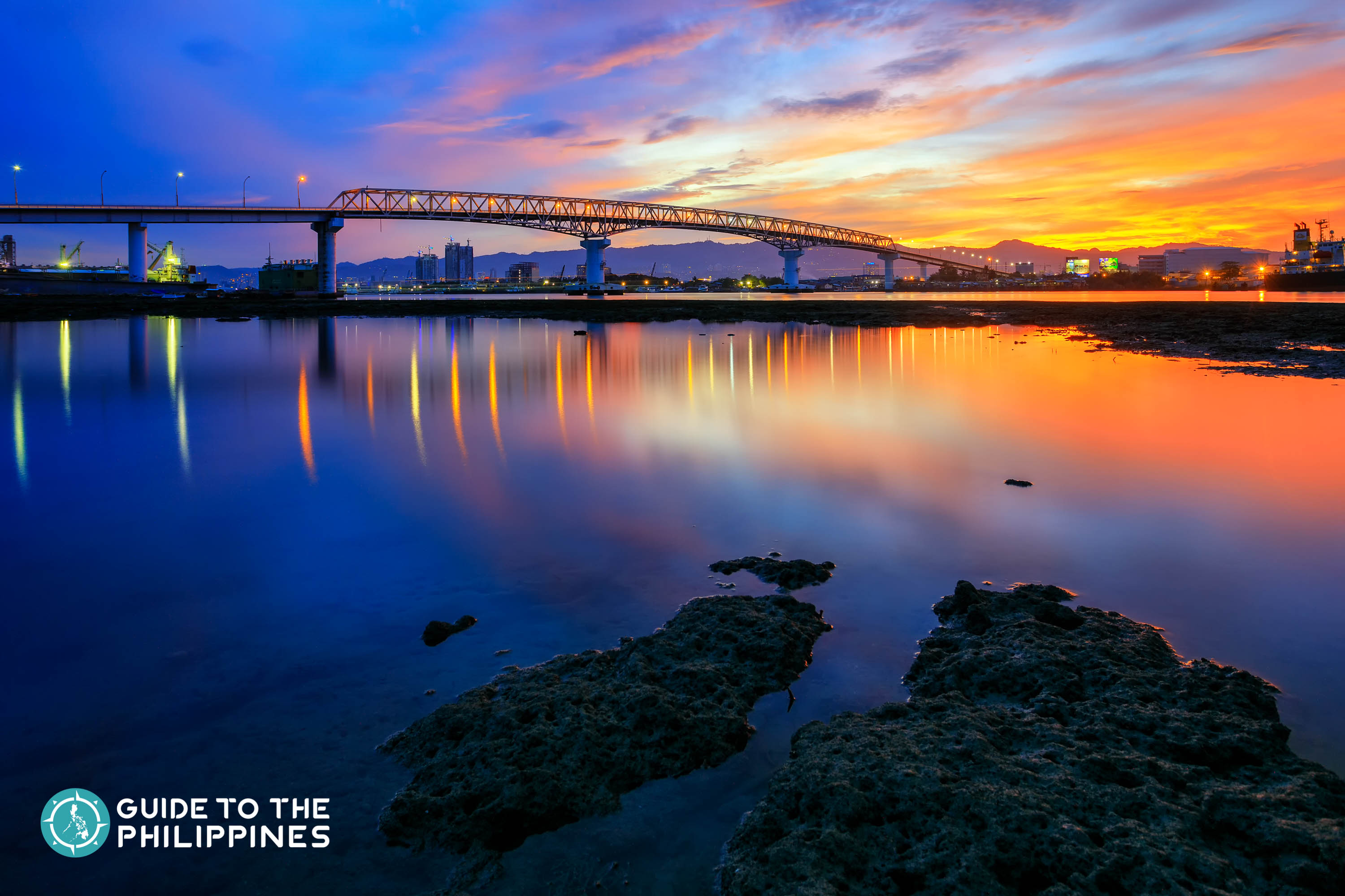 Mactan Bridge at night in Cebu