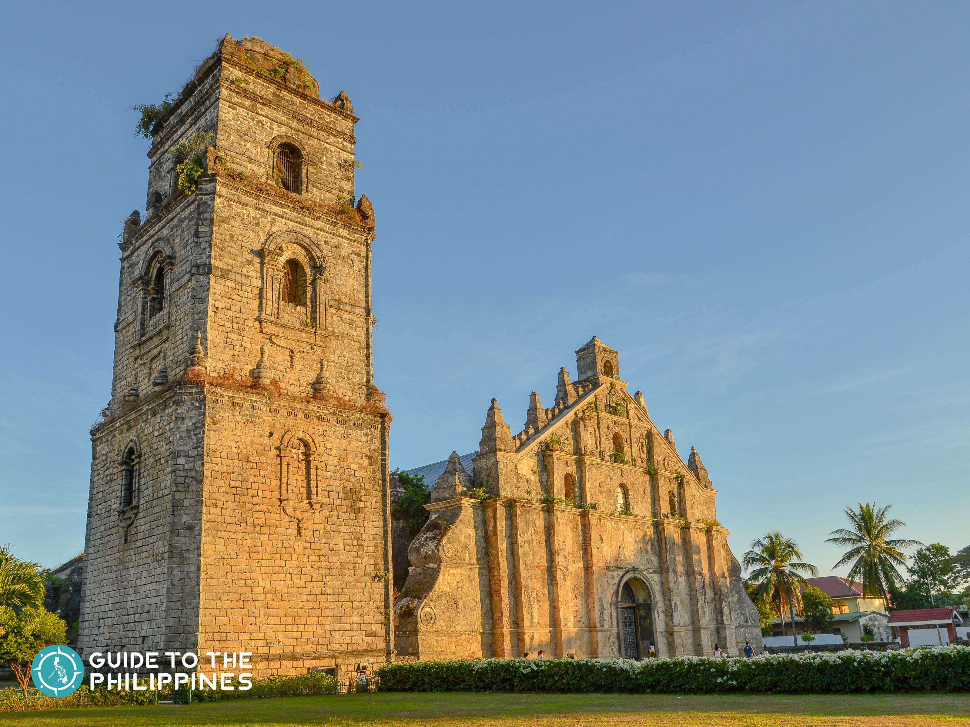 The stunning facade of Paoay Church, a UNESCO World Heritage Site known for its stunning Baroque architecture.