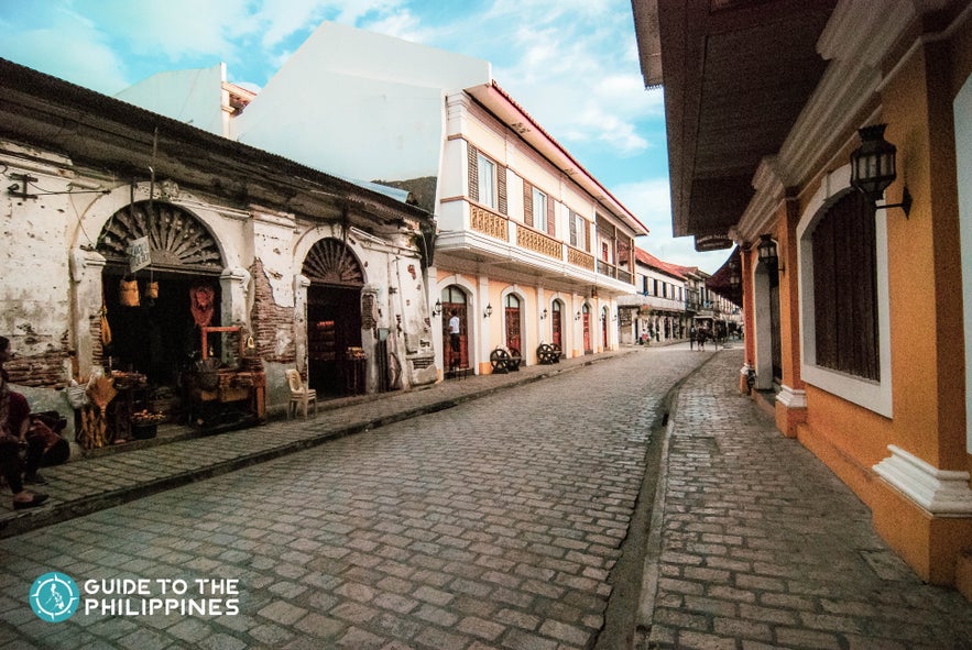 Calle Crisolog, Vigan's most famous tourist spot, comprises of ancestral houses and cobblestones Calle Crisolog, Vigan's most famous tourist spot, comprises of ancestral houses and cobblestones