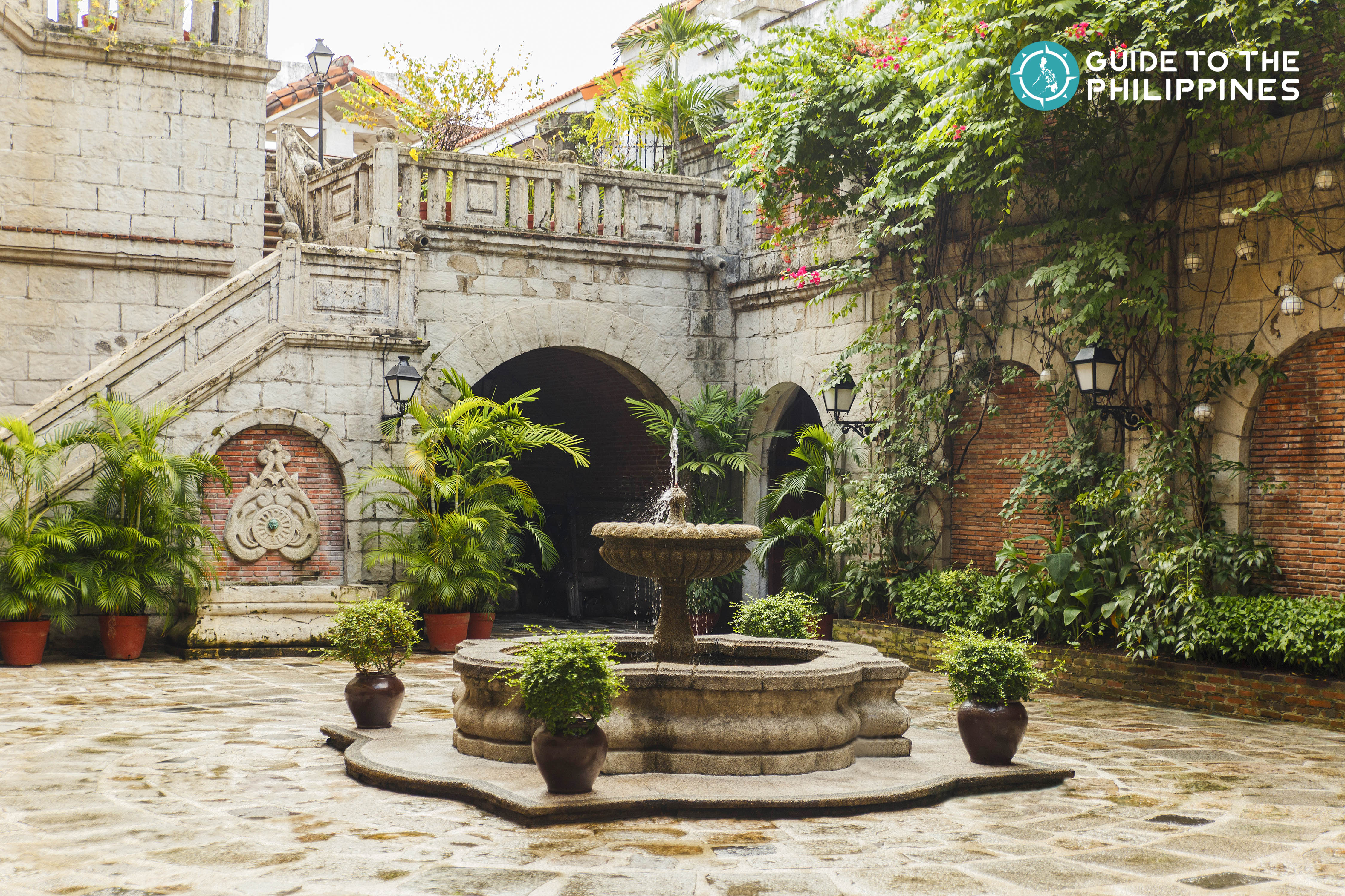 A beautiful shot of the inner courtyard of Casa Manila in Intramuros Old Town in Manila City.