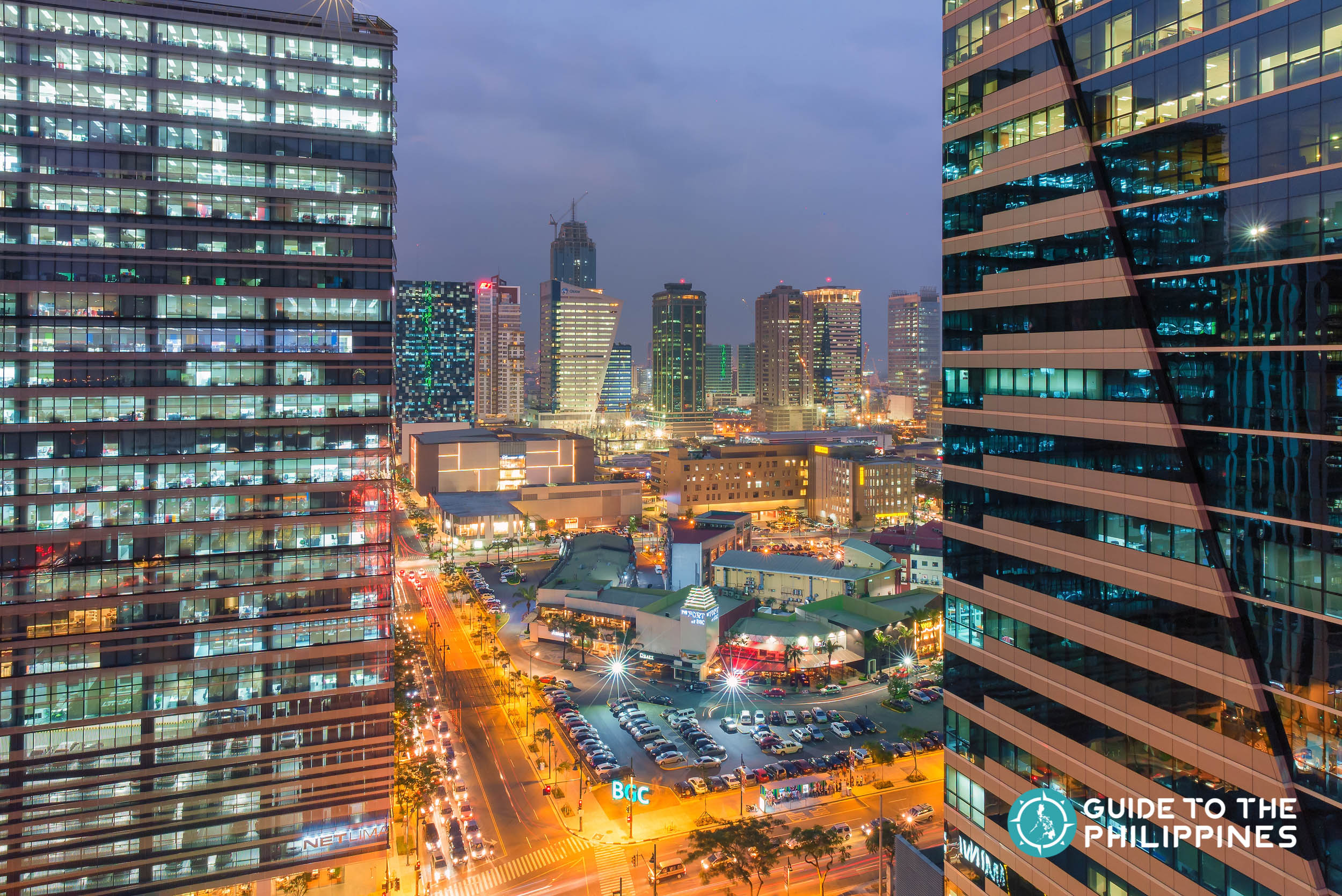 Cityscape of BGC in Taguig City at night