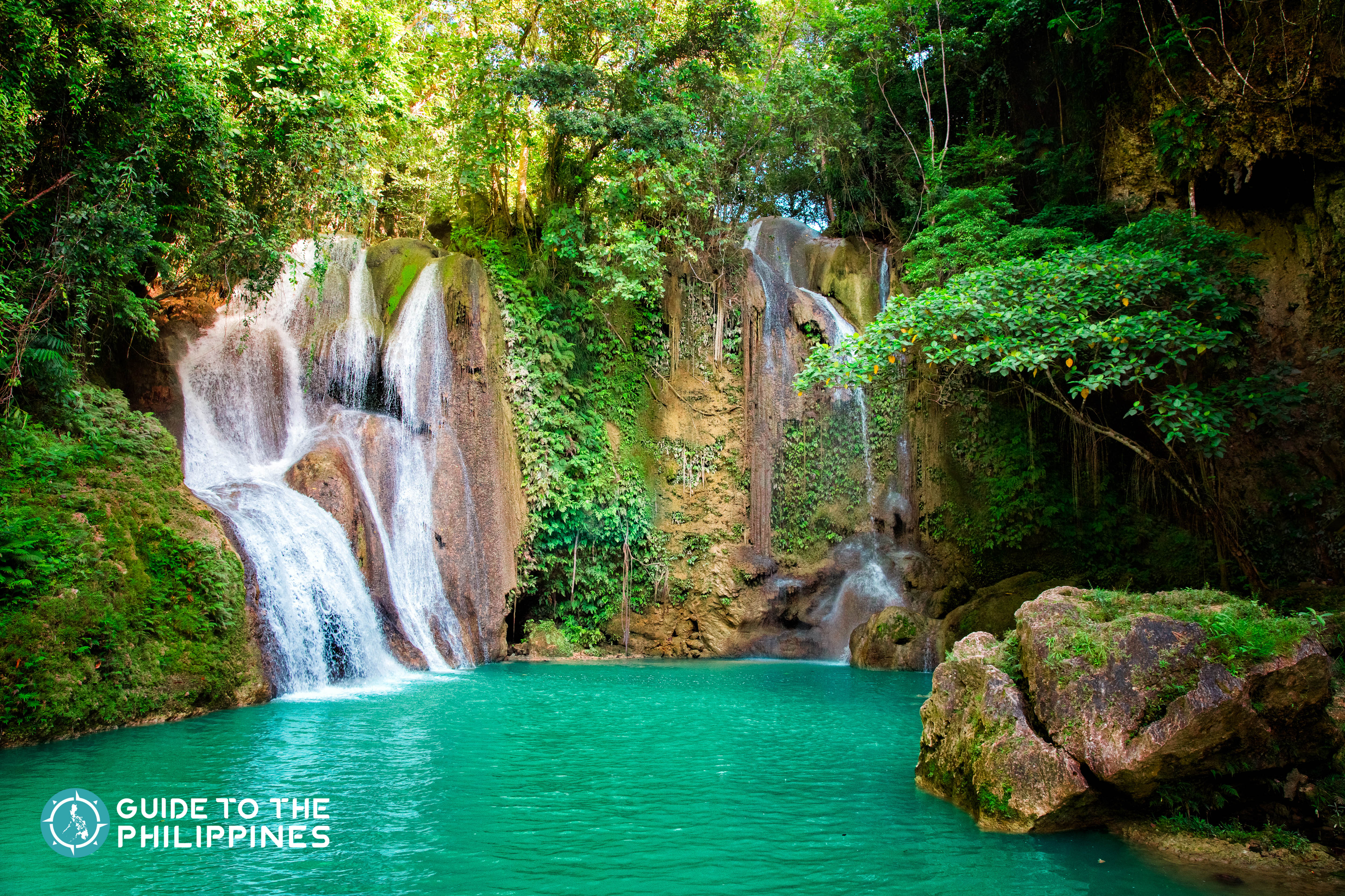 View of the Dimiao and Pahangog Twin Falls in Bohol, Philippines