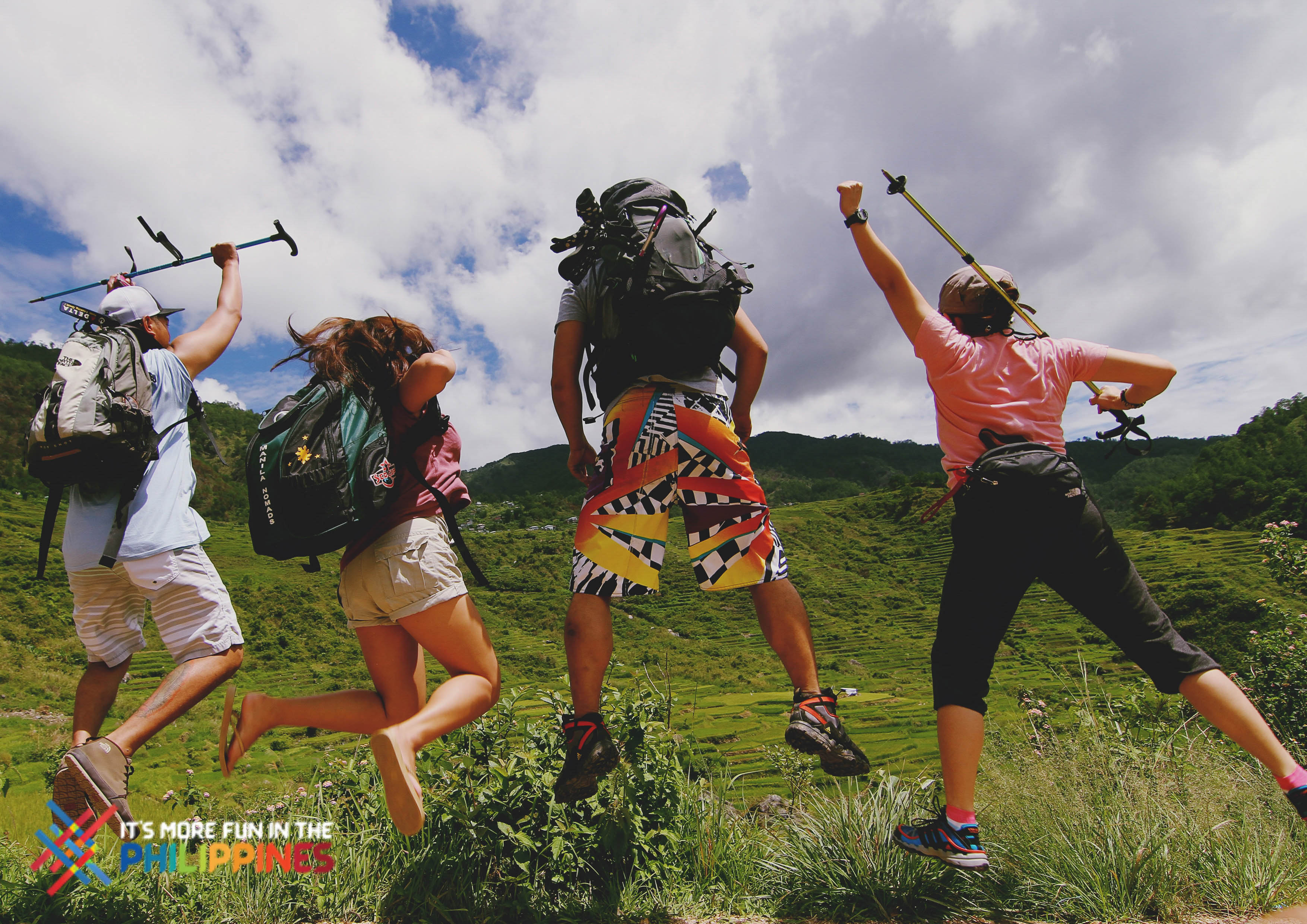 Travelers' jump shot at Sagada, Mountain Province