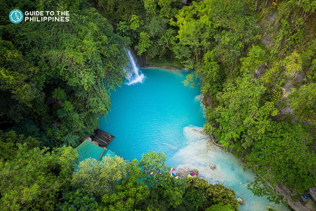 Aerial view of Kawasan Falls in Cebu, Philippines