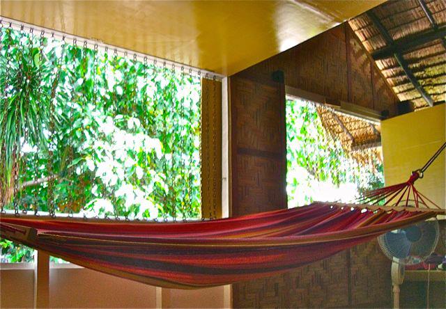 Hammock in the Red Dragon room at Moalboal Backpackers Lodge, Cebu