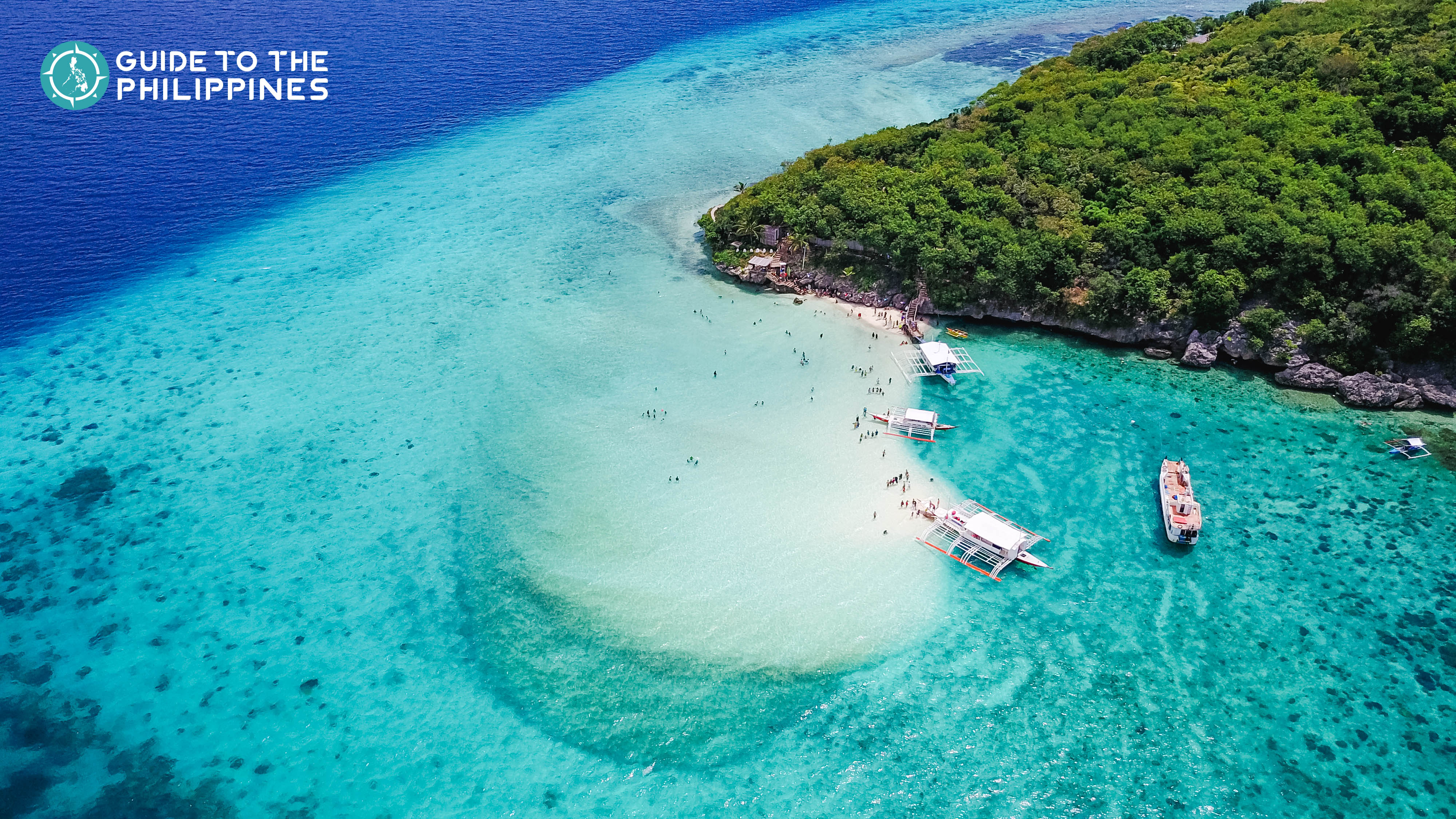 Aerial view of Sumilon Island Beach near Oslob, Cebu