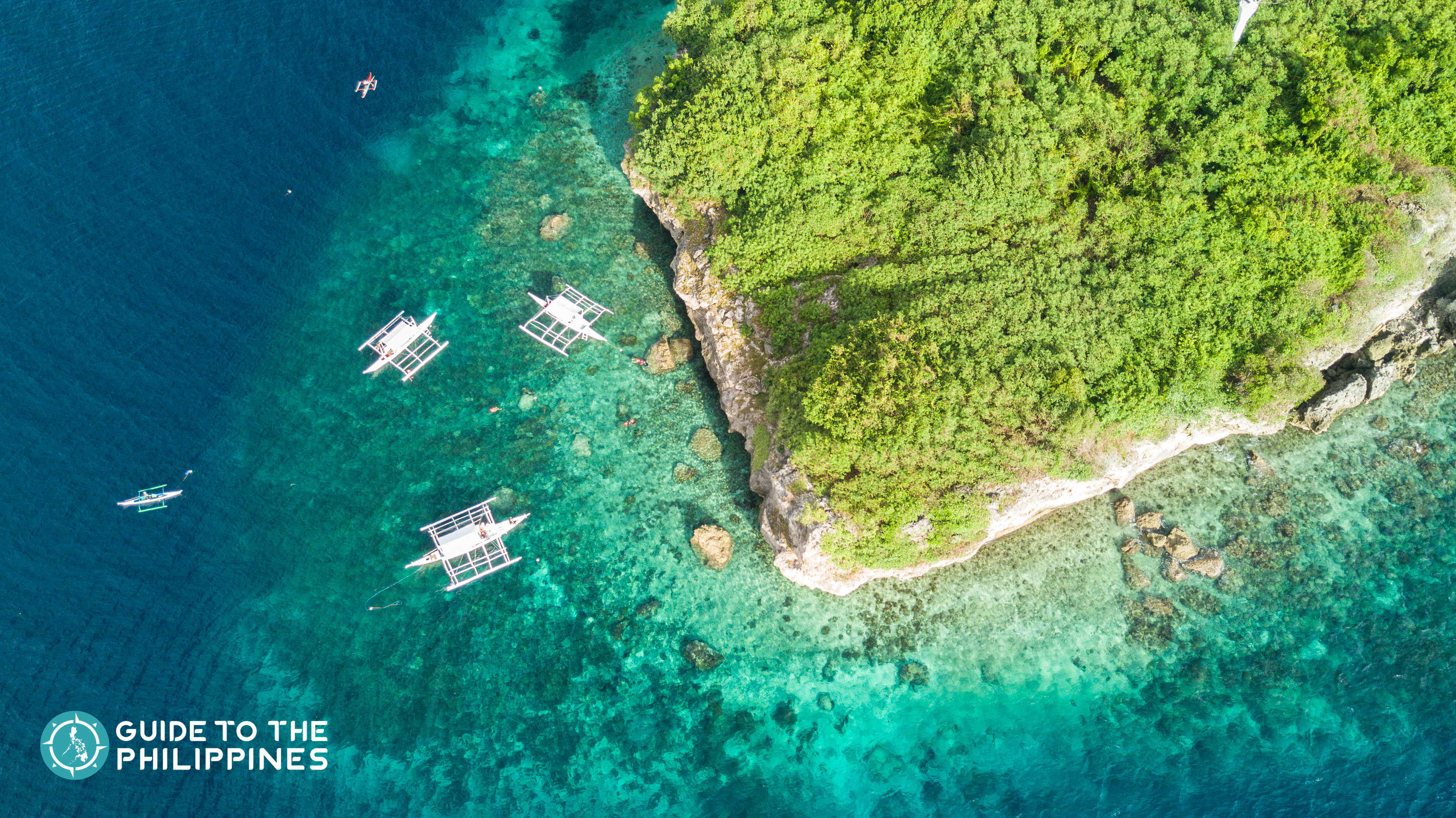 Top view of Pescador Island and its turquoise waters