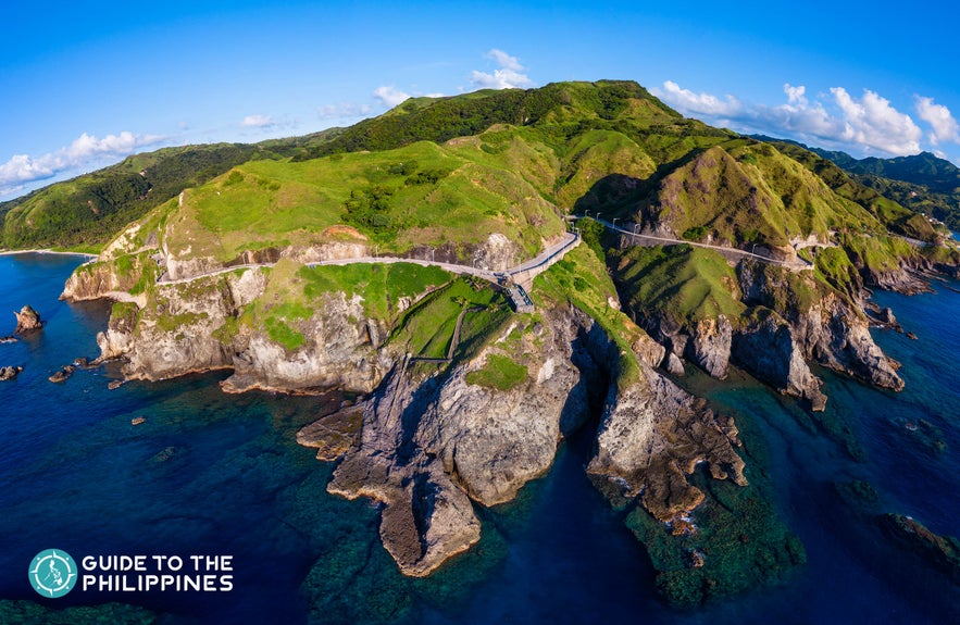 Aerial shot of the Chawa View Deck in Batanes, Philippines Aerial shot of the Chawa View Deck in Batanes, Philippines