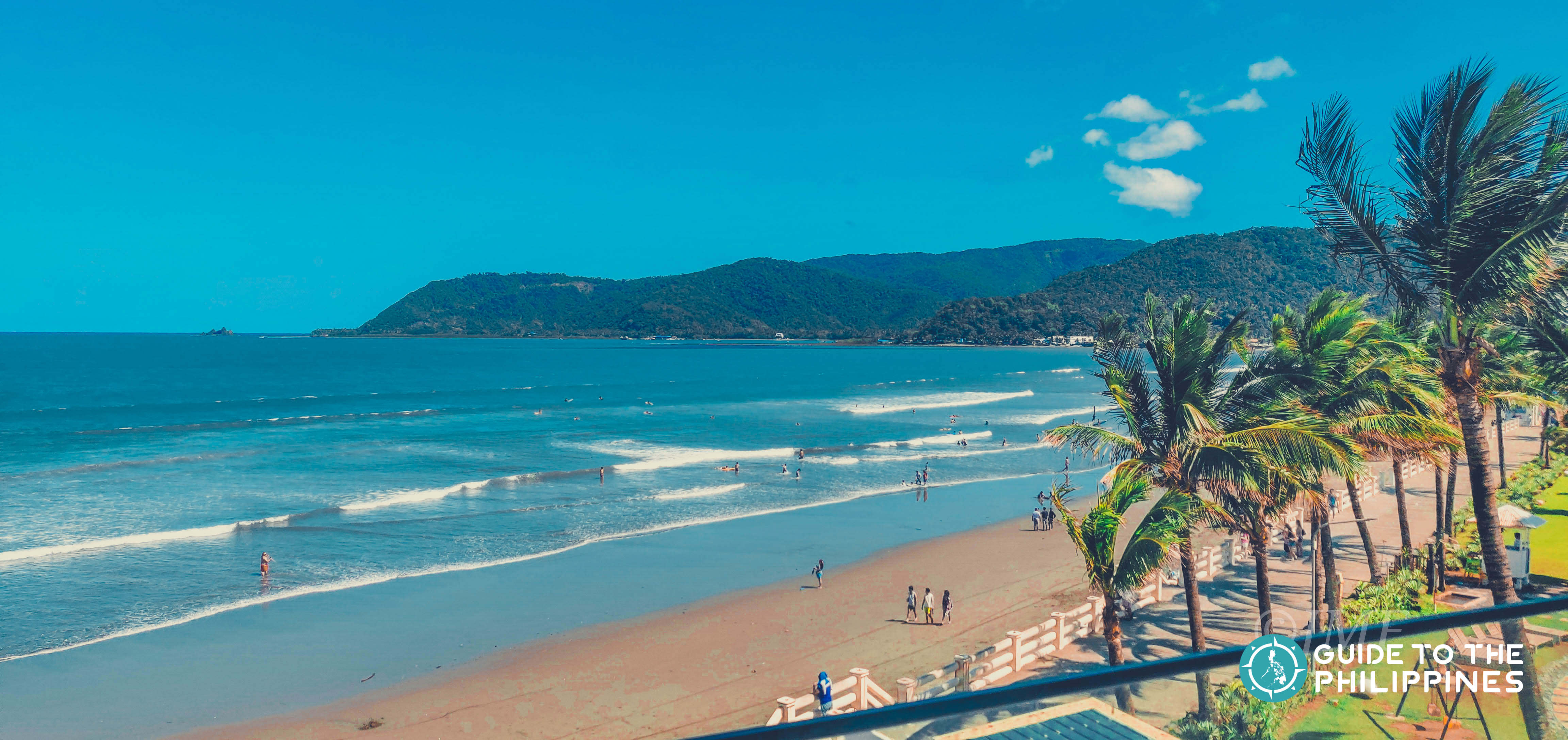 Aerial view of waves in Baler, Aurora