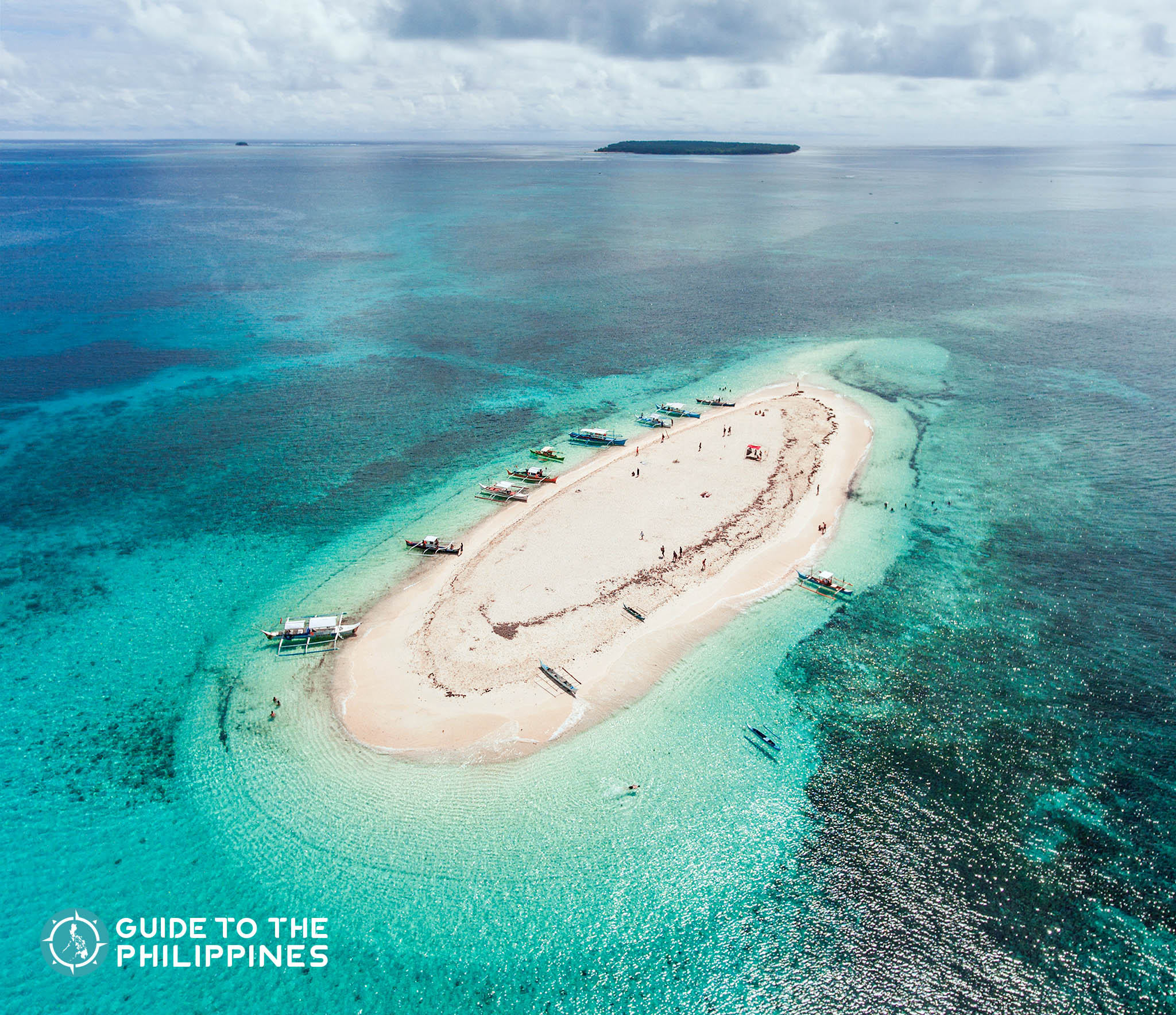 Aerial view of the Naked Island in Siargao, Philippines