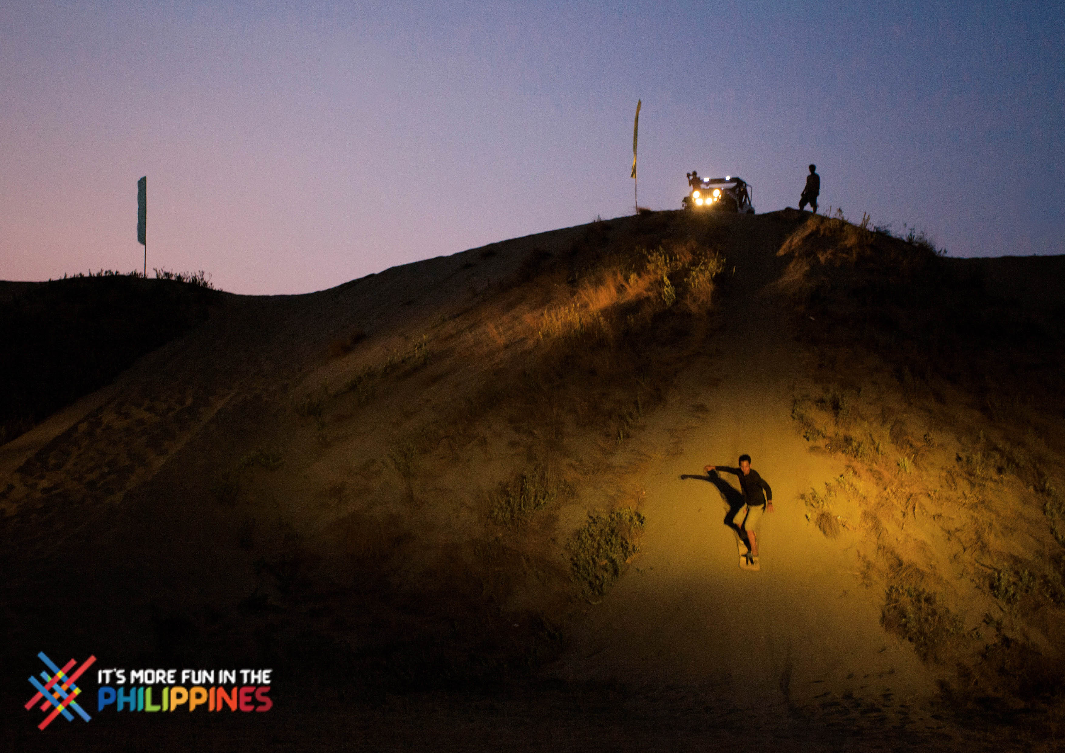 Sanboarding at La Paz Sandunes at night Sanboarding at La Paz Sandunes at night