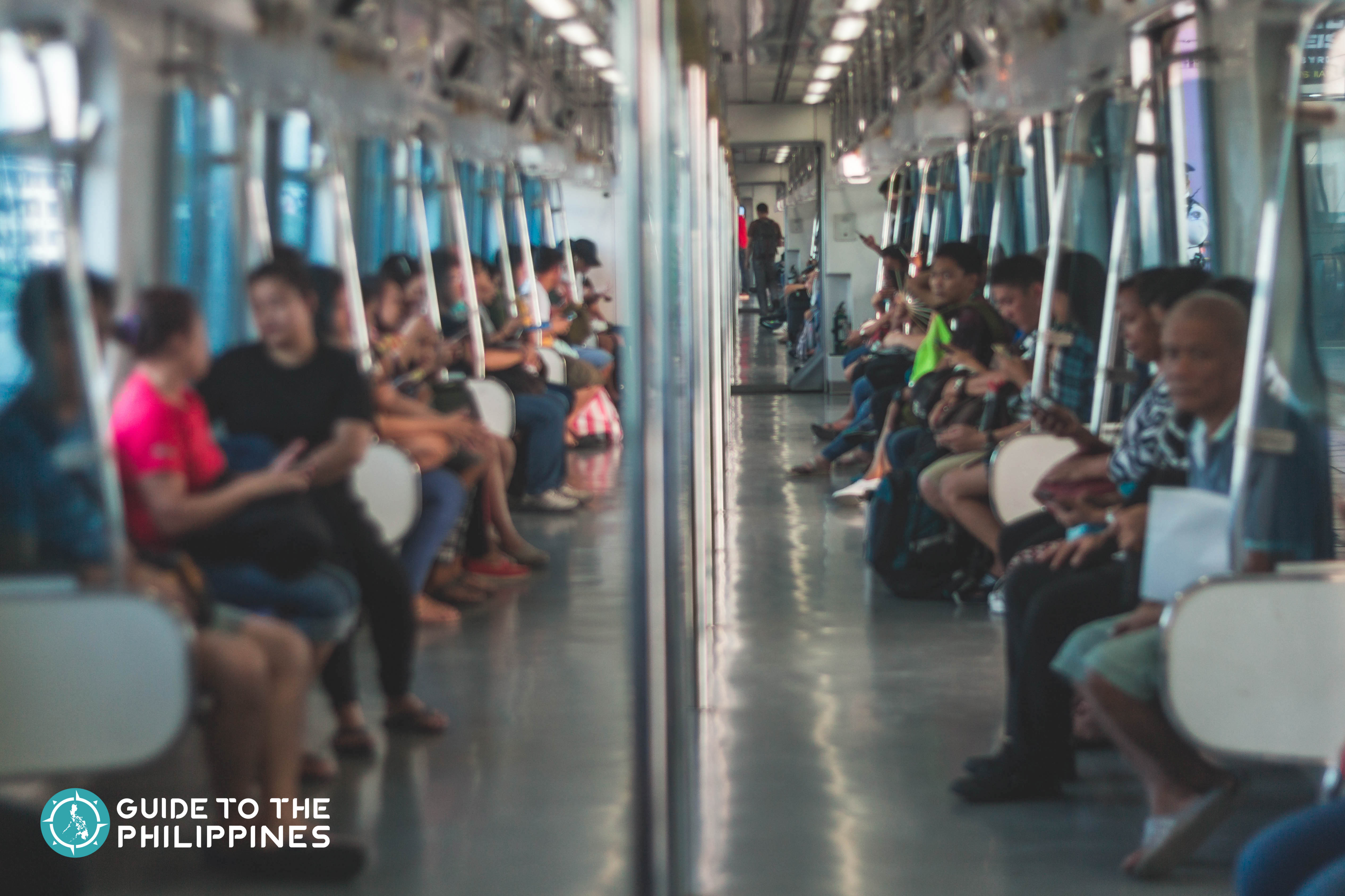Inside the LRT in Manila, Philippines