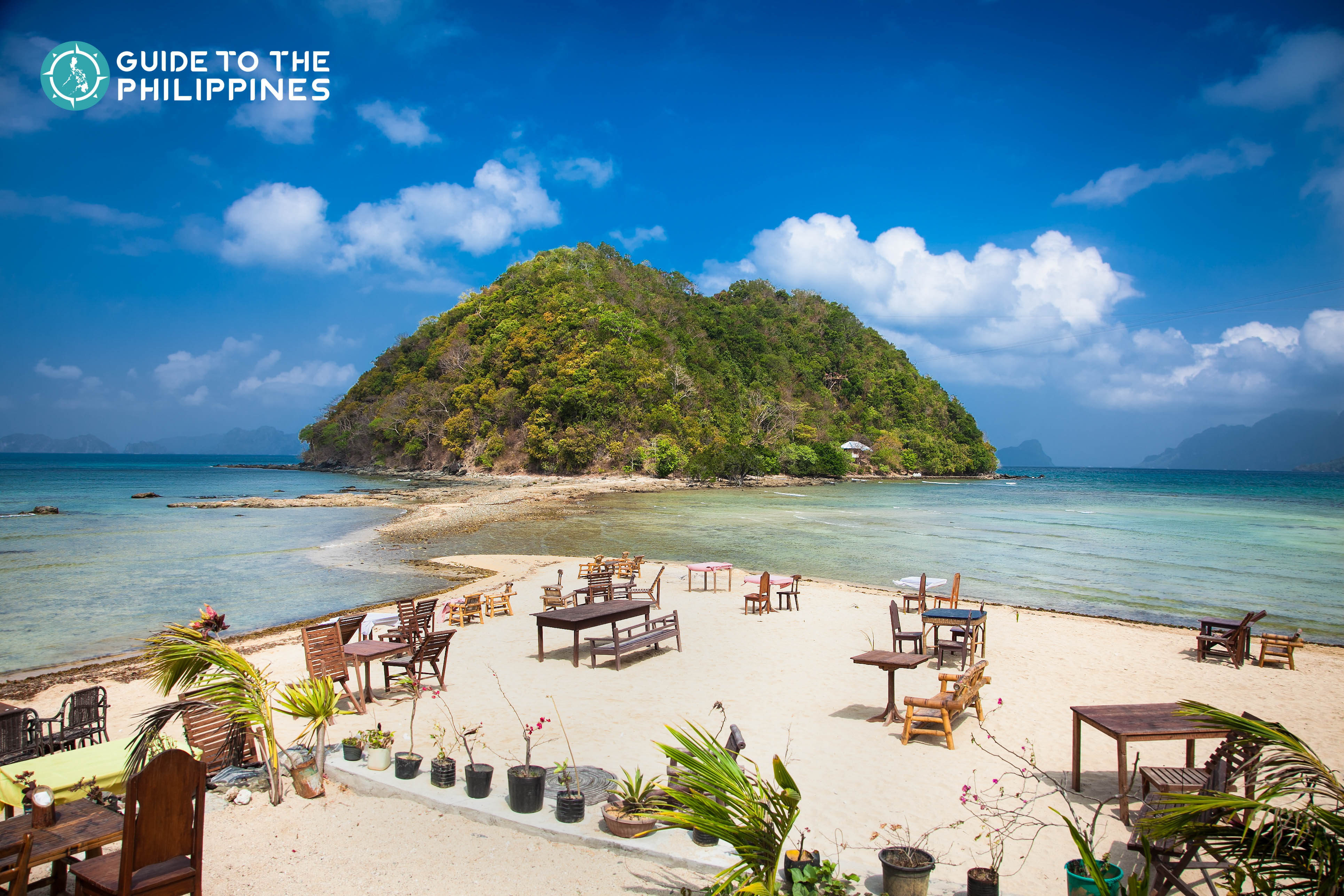 Table set up at Marimegmeg Beach in El Nido, Palawan