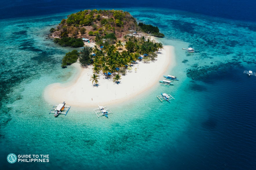 Drone shot of Pass Island in Coron, Palawan Drone shot of Pass Island in Coron, Palawan
