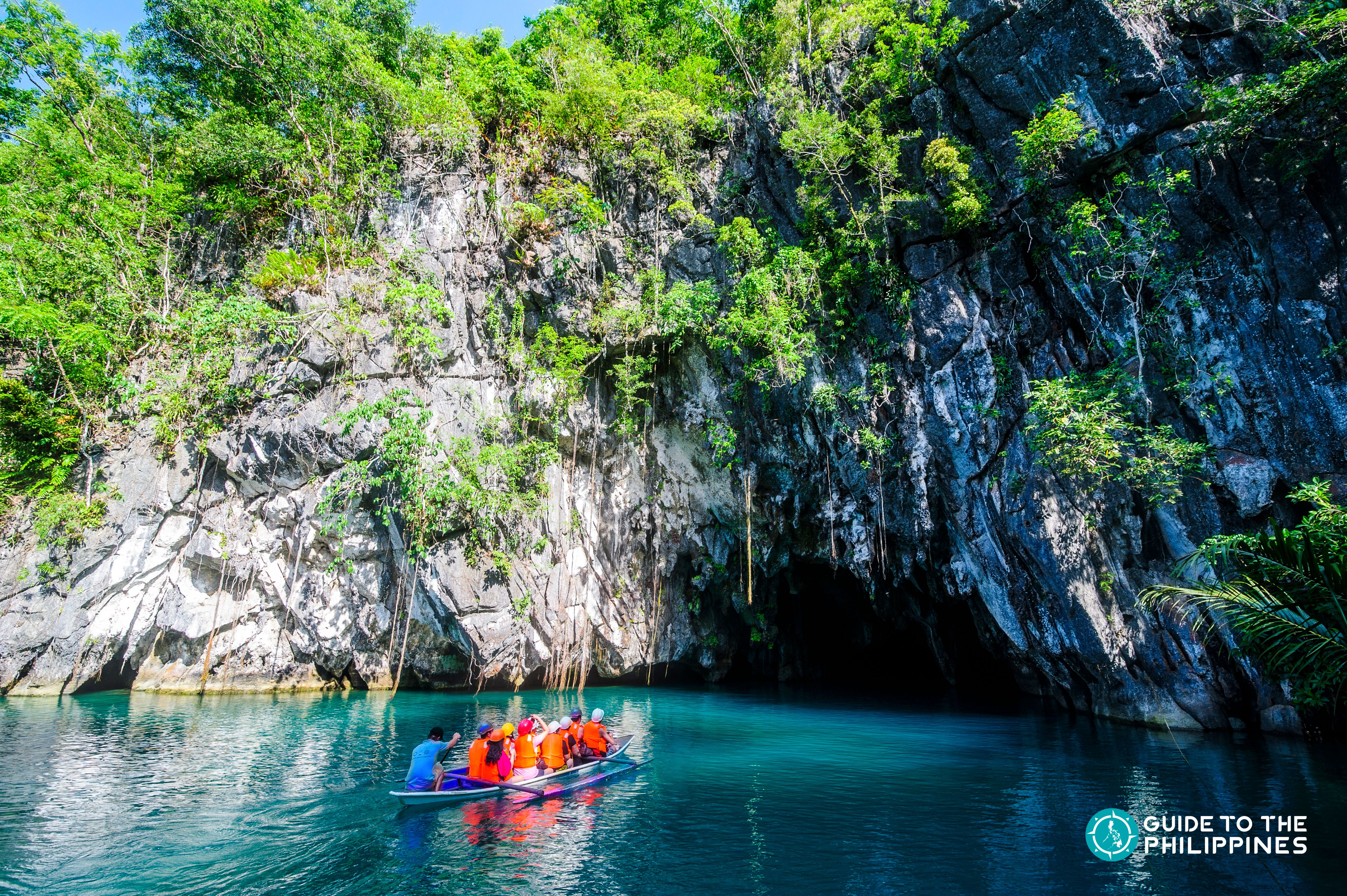 Travelers enjoying the Puerto Princesa Underground River tour on Palawan Island.