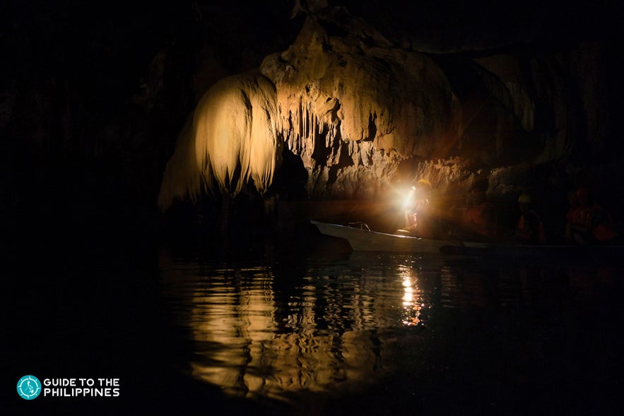 Real dark lighting in the cave of the Underground River in Puerto Princesa, Palawan Real dark lighting in the cave of the Underground River in Puerto Princesa, Palawan