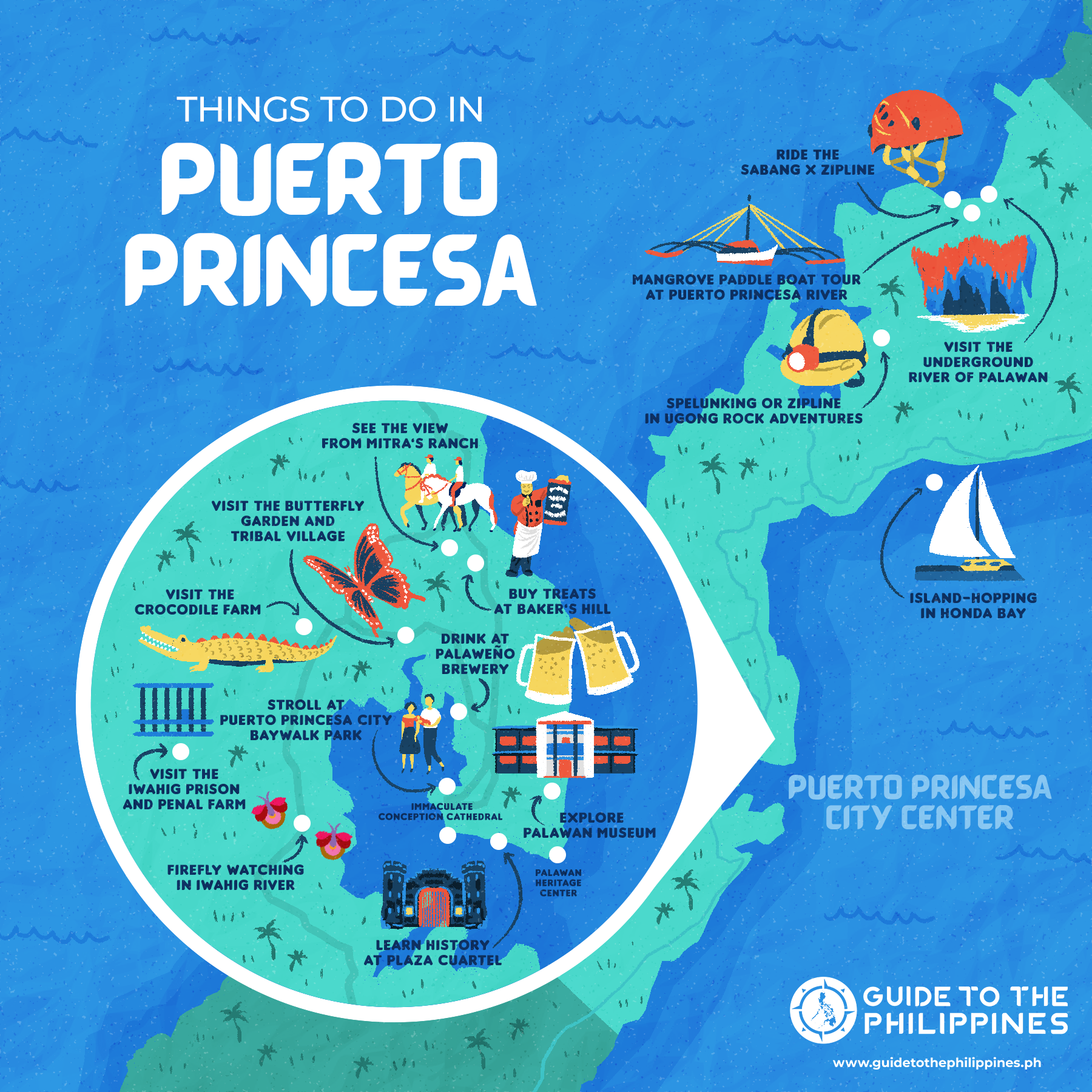 Guide to the Philippines' map of things to do in Puerto Princesa