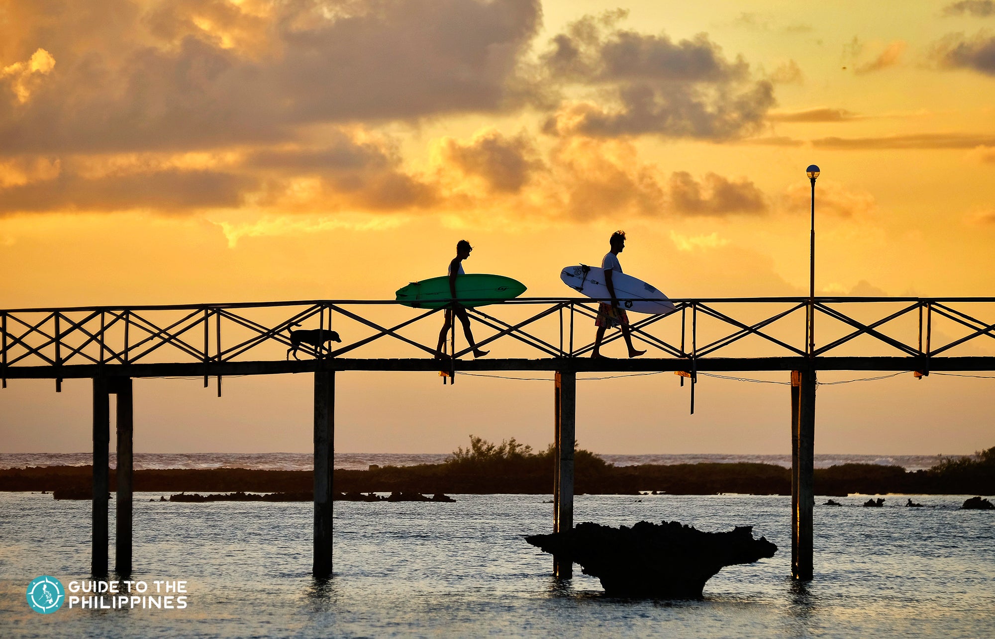 Sunset in Cloud 9 surf spot in Siargao
