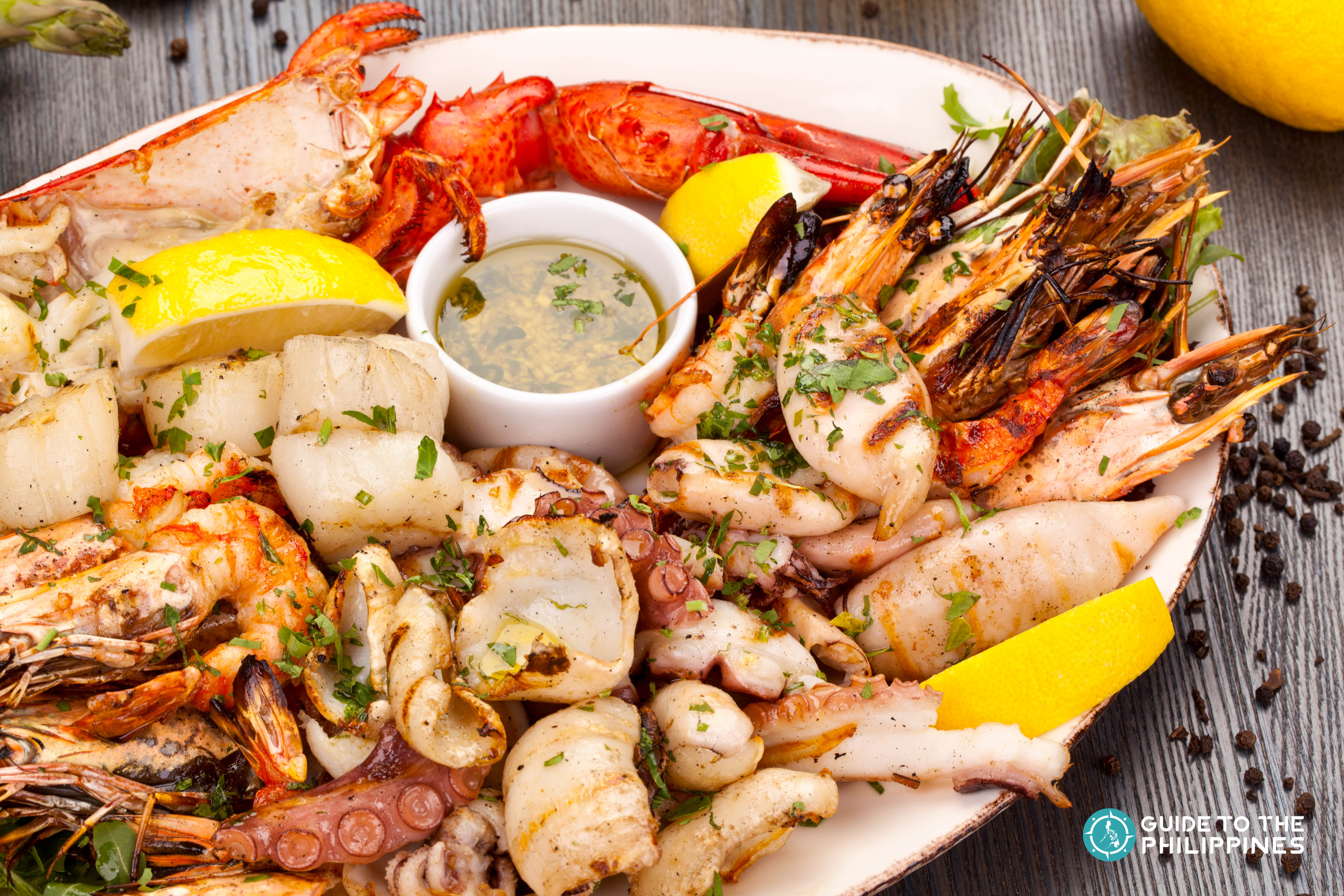 Seafood available at Puerto Galera restaurants, and resorts