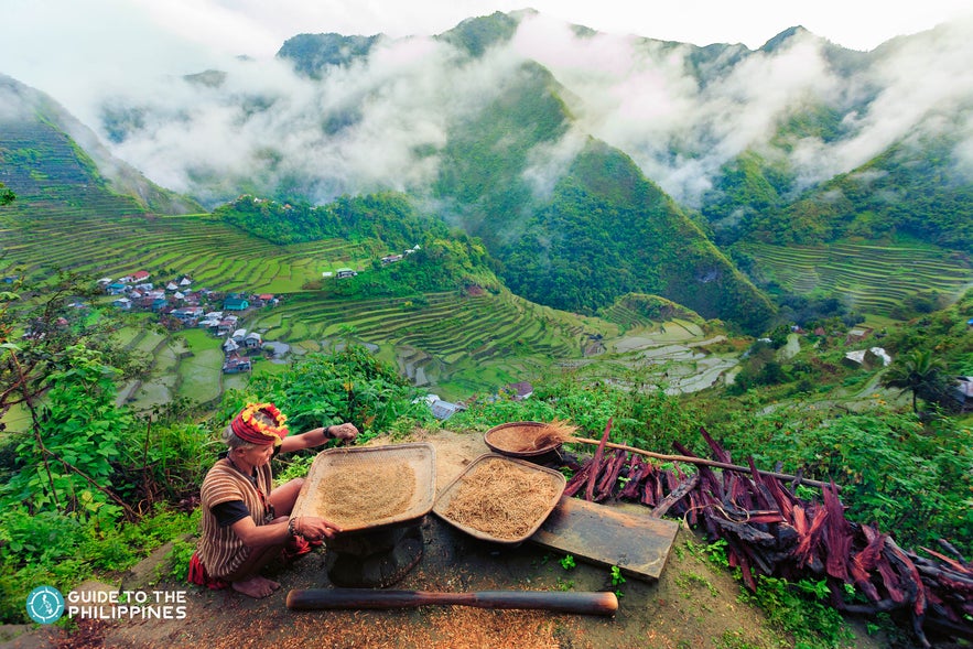 View of an Ifugao at Banaue Rice Terraces View of an Ifugao at Banaue Rice Terraces