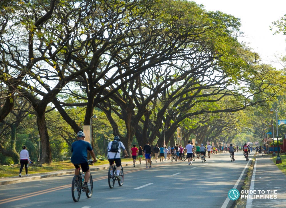 Bikers and joggers at The Oval in UP Diliman