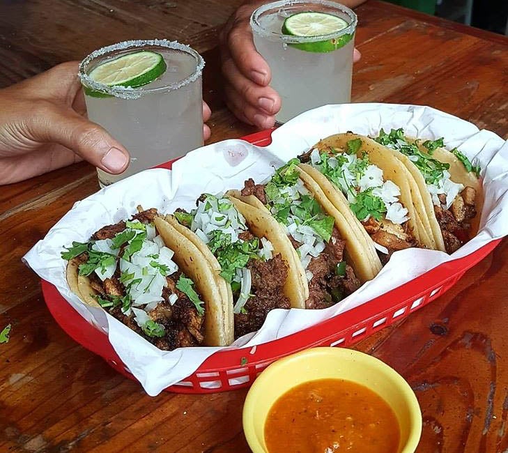 Tacos with salsa and margarita at El Chupacabra in Poblacion, Makati