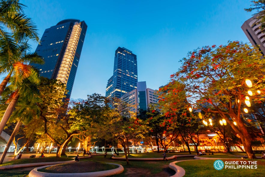 Night view at Ayala Triangle Gardens in Makati Night view at Ayala Triangle Gardens in Makati
