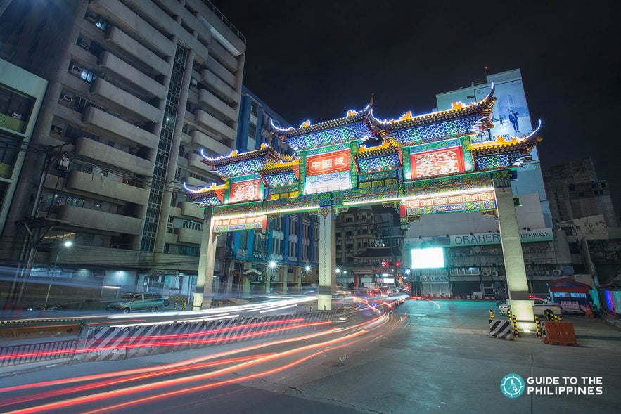 New Binondo Chinatown Arch at night in Manila New Binondo Chinatown Arch at night in Manila