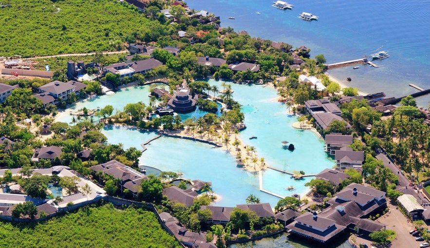Aerial view of Plantation Bay Resort in Cebu, Philippines Aerial view of Plantation Bay Resort in Cebu, Philippines