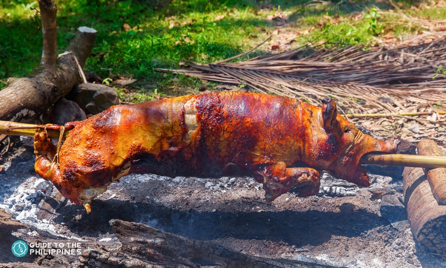 Spit-roasted lechon in the Philippines Spit-roasted lechon in the Philippines