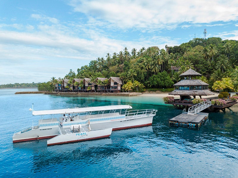 Boat docked in Peal Farm Beach Resort