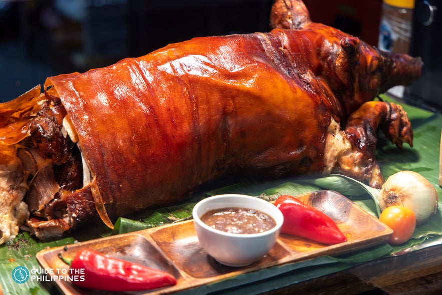 A whole lechon served as a feast during Christmas A whole lechon served as a feast during Christmas