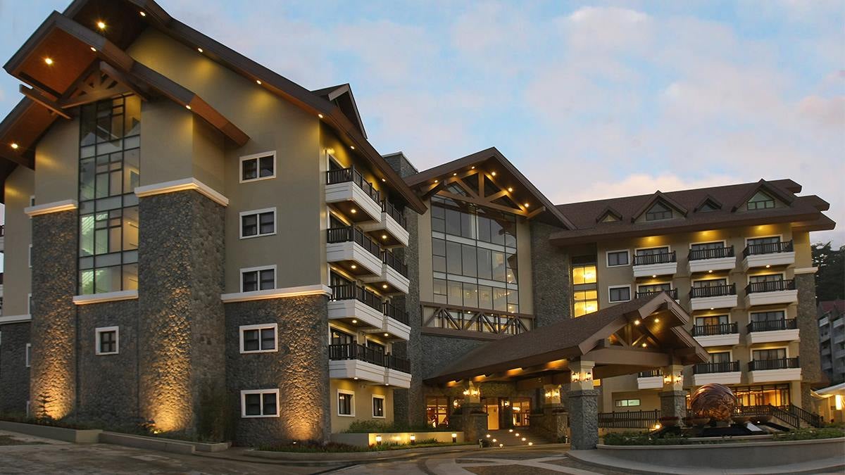 Facade of the Azalea Residences Baguio at night