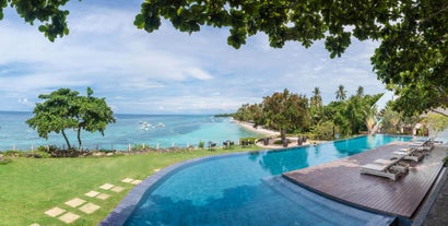 Awesome view of the private beach from Amorita Resort's pool