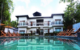 Facade of the Resort building facing the huge pool
