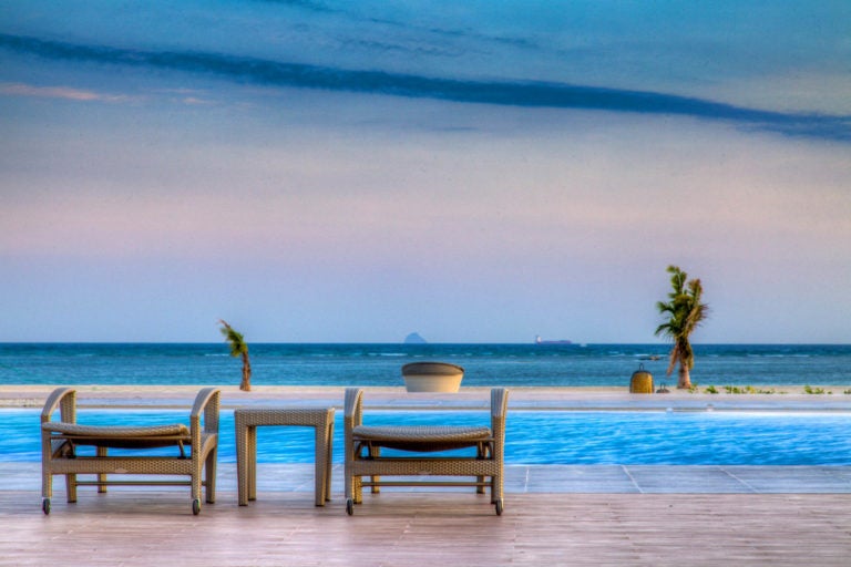 Beautiful ocean view in the pool area of Kandaya Resort