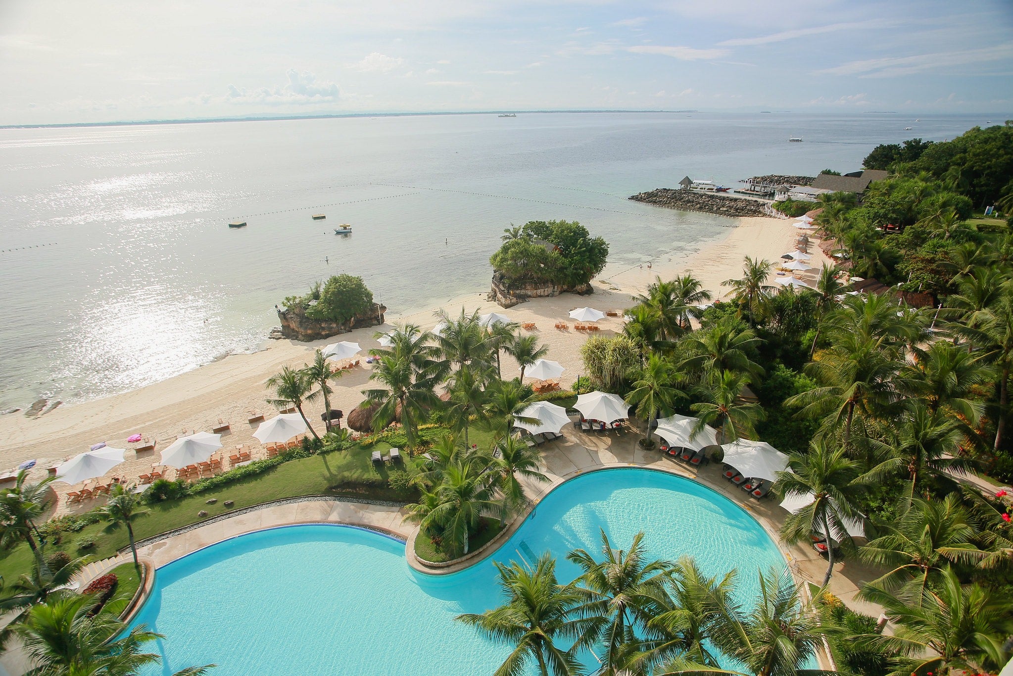 Aerial view of Shangri-La's Mactan Resort & Spa in Cebu