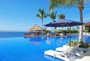 Overlooking view of the sea from the pool area in Dusit Mactan Resort