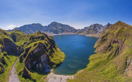 Aerial shot of the stunning landscape of Mt. Pinatubo Crater Lake