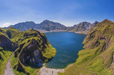 Aerial shot of the stunning landscape of Mt. Pinatubo Crater Lake
