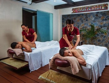 Two women enjoying the facilities of Azurea Spa in Bohol