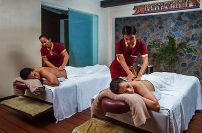 Two women enjoying the facilities of Azurea Spa in Bohol